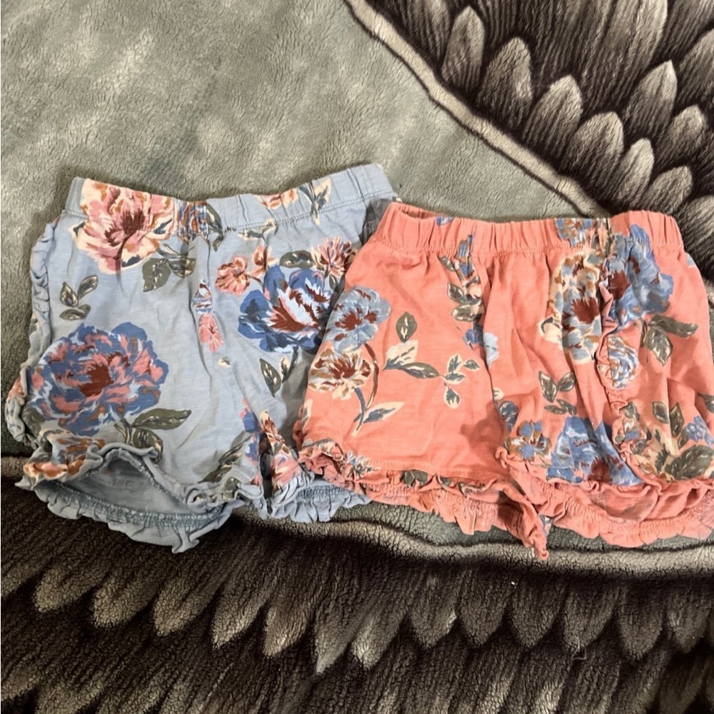 Blue and Pink High Waist Floral Shorts